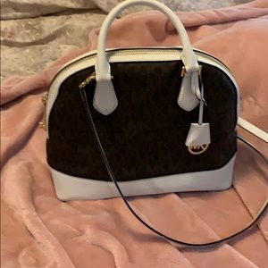 White and brown Michael kors bag